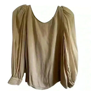 ALICE & OLIVIA EMPLOYED SILK BLOUSE SHEER SLEEVES Size Small